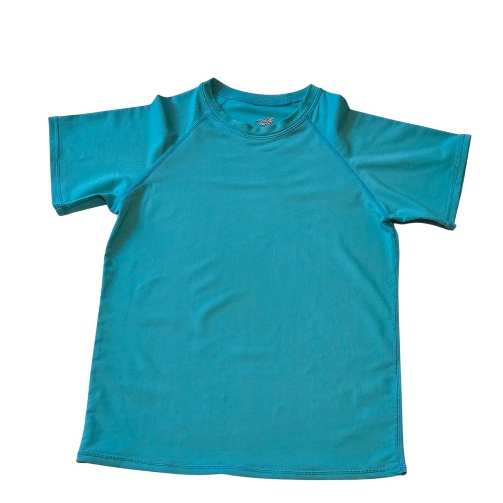 Semois Rash Guard Swim Shirt Size 10-12Y Turquoise Short Sleeve UV Surf Swim Top
